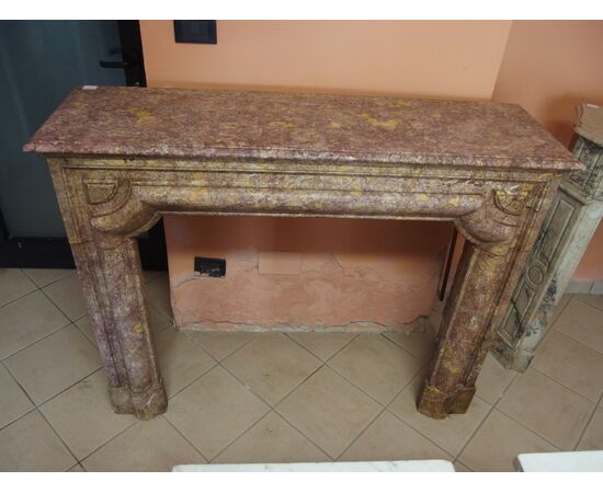 Peach Blossom Marble Fireplace, Late 19th Century, France