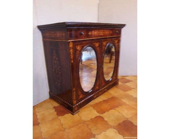 CHARLES X STYLE TWO-DOOR CREDENZA IN ROSEWOOD, 19TH CENTURY RESTORED