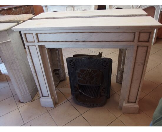 WHITE CARRARA MARBLE FIREPLACES EMPIRE STYLE 19th CENTURY