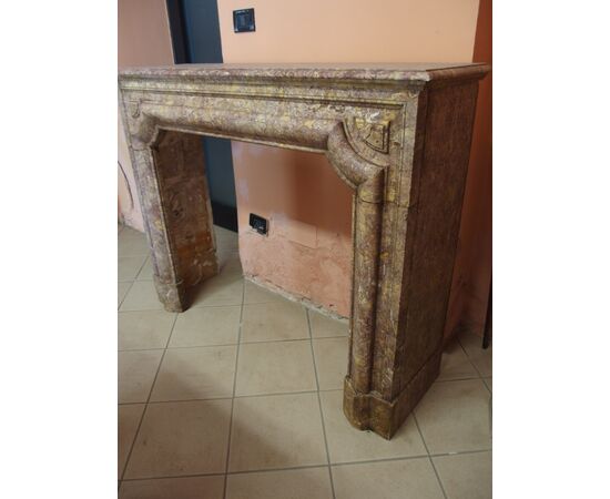 Peach Blossom Marble Fireplace, Late 19th Century, France