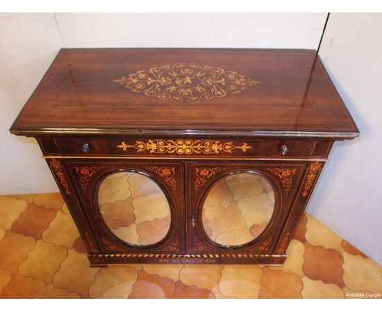 CHARLES X STYLE TWO-DOOR CREDENZA IN ROSEWOOD, 19TH CENTURY RESTORED