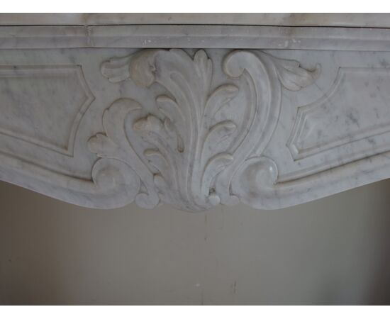 CARRARA WHITE MARBLE FIREPLACE LOUIS XV STYLE 19TH CENTURY FRANCE cm L136xP37xH108