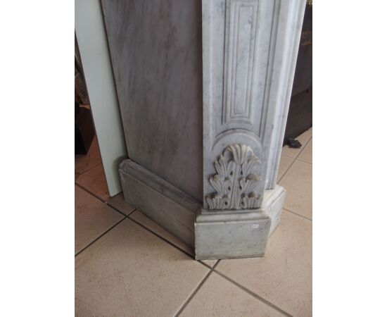 WHITE CARRARA FIREPLACE CARVED IN LOUIS XV STYLE, FRANCE