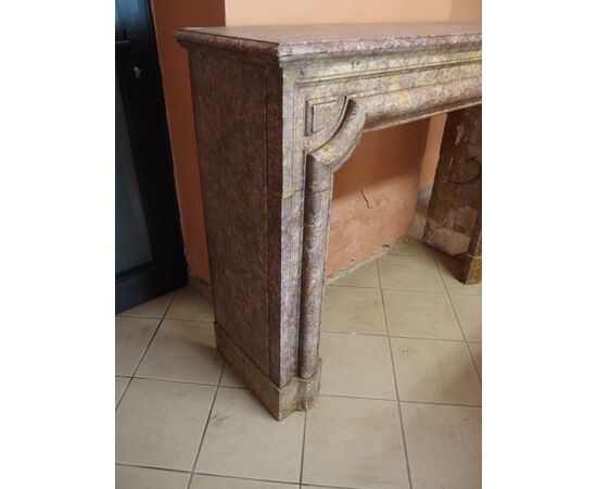 Peach Blossom Marble Fireplace, Late 19th Century, France