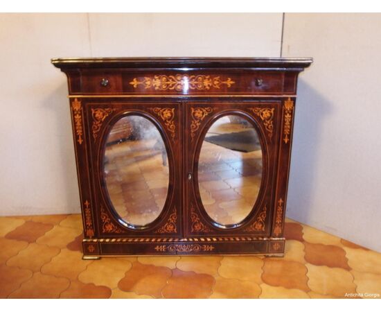 CHARLES X STYLE TWO-DOOR CREDENZA IN ROSEWOOD, 19TH CENTURY RESTORED