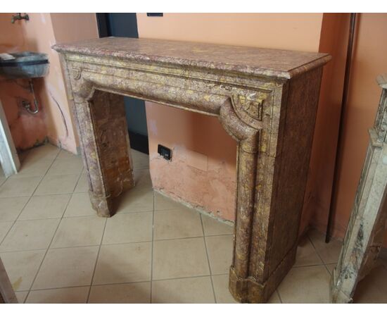 Peach Blossom Marble Fireplace, Late 19th Century, France