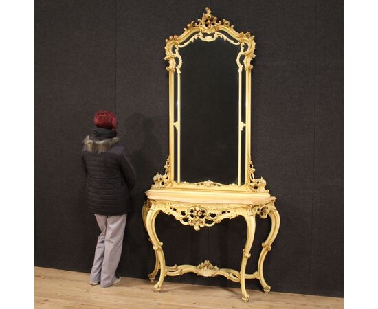 Great Italian console with mirror in Louis XV style