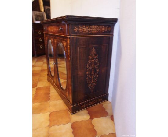 CHARLES X STYLE TWO-DOOR CREDENZA IN ROSEWOOD, 19TH CENTURY RESTORED