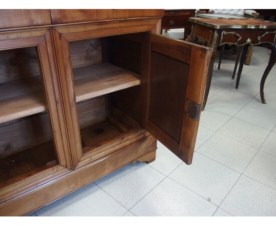 RESTORED CHERRY WOOD THREE-DOOR CUPBOARD, 19TH CENTURY