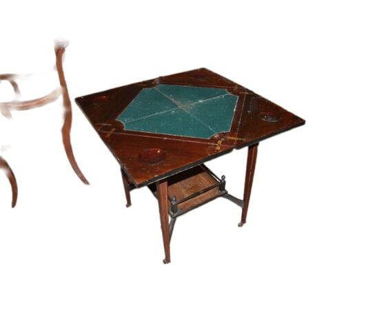 Tavolino da gioco a fazzoletto inglese stile Vittoriano della seconda metà del 1800