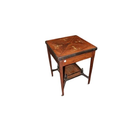 Tavolino da gioco a fazzoletto inglese stile Vittoriano della seconda metà del 1800
