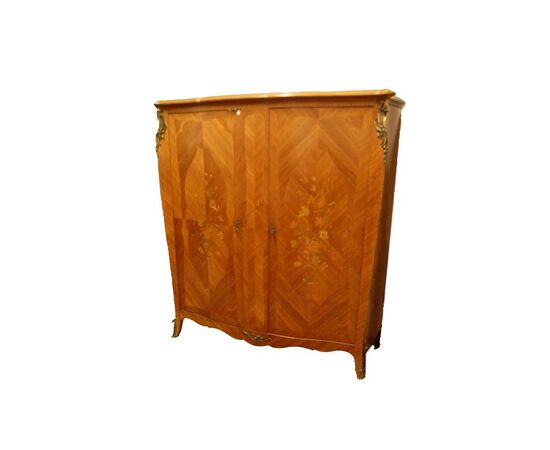 Armadio 2 porte francese stile Luigi XV in bois de rose di inizio 1900