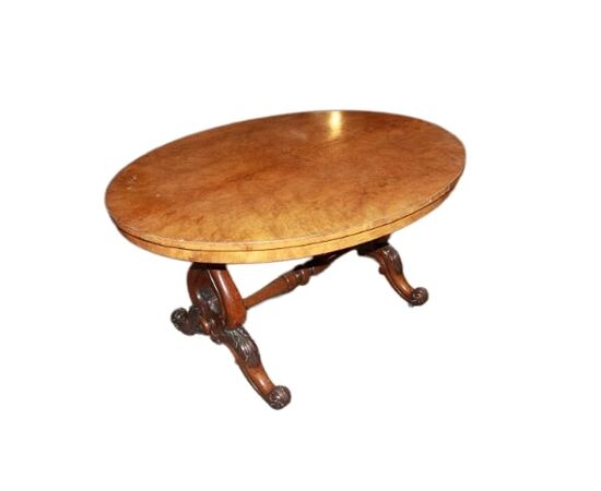 Tavolino da salotto inglese della seconda metà del 1800 in legno di noce