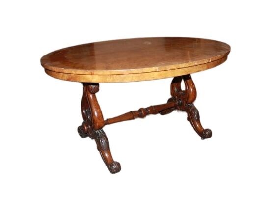 Tavolino da salotto inglese della seconda metà del 1800 in legno di noce