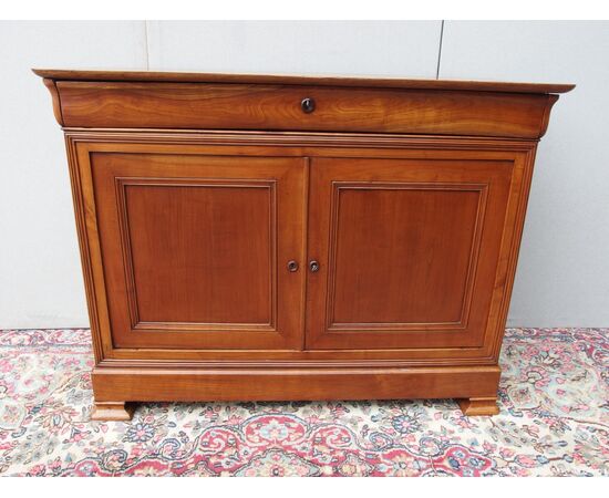 Restored cherry wood two-door credenza from the 19th century.