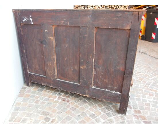 Empire style walnut veneered chest of drawers, France, cm L 123x62xH92