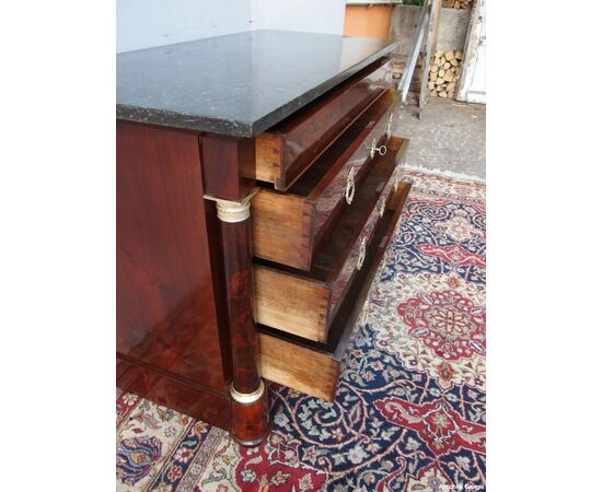 RESTORED EMPIRE STYLE FLAME MAHOGANY CHEST OF DRAWERS