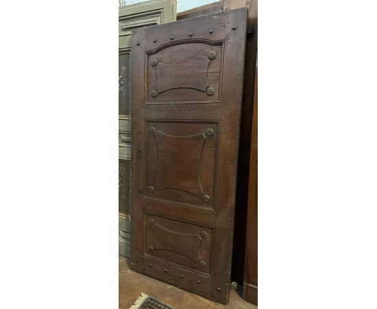 PTCI563 - Antique larch wood front door, 19th century, dimensions cm W 86 x H 197
