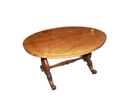 Tavolino da salotto inglese della seconda metà del 1800 in legno di noce