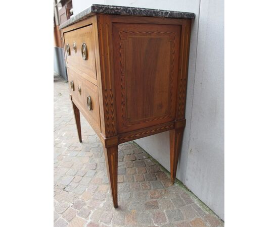 SMALL LOUIS XVI STYLE CHEST OF DRAWERS VENEERED EARLY 1800S RESTORED cm L81xP41xH85