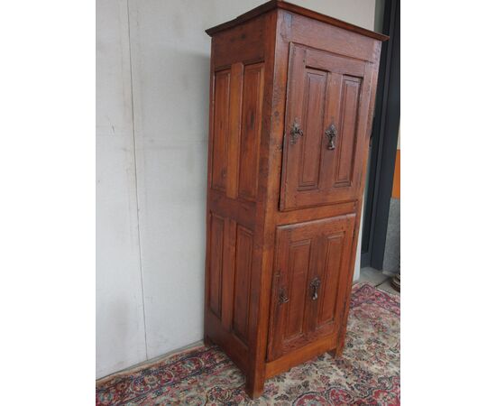 Two-door cabinet in oak, 18th century, France, restored. Dimensions: L65xW53xH174 cm