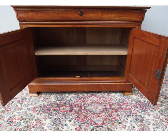 Restored cherry wood two-door credenza from the 19th century.