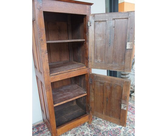 Two-door cabinet in oak, 18th century, France, restored. Dimensions: L65xW53xH174 cm
