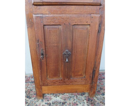 Two-door cabinet in oak, 18th century, France, restored. Dimensions: L65xW53xH174 cm