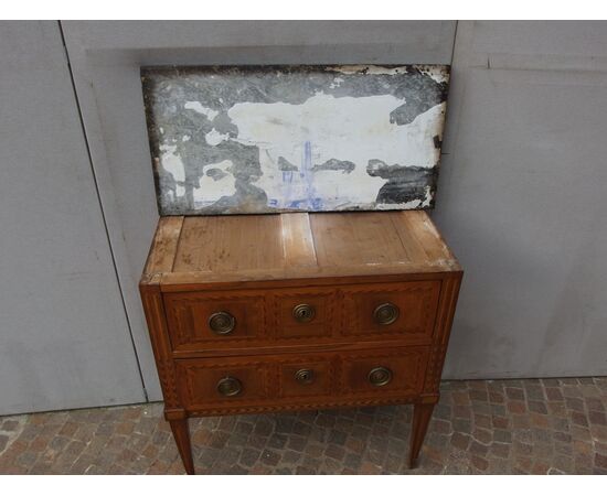 SMALL LOUIS XVI STYLE CHEST OF DRAWERS VENEERED EARLY 1800S RESTORED cm L81xP41xH85