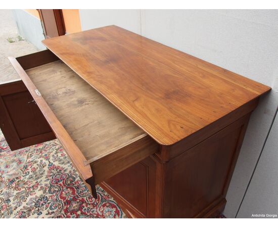 Restored cherry wood two-door credenza from the 19th century.