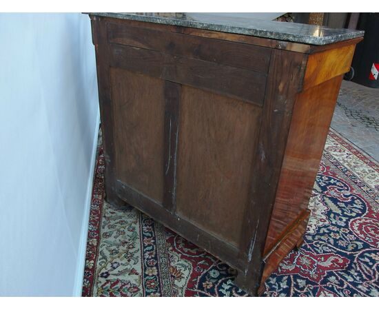 SMALL RESTORED LOUIS PHILIPPE WALNUT BURL CHEST OF DRAWERS