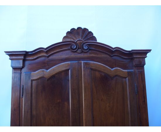 ARMADIO IN NOCE PIEMONTESE A DUE PORTE EPOCA PRIMI 800 RESTAURATO cm L 161xP56xH254
