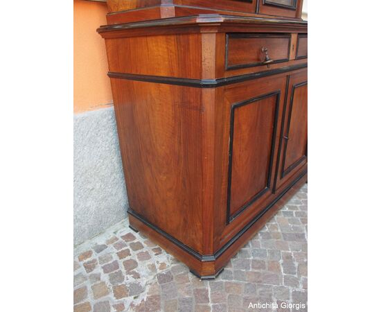 LOUIS PHILIPPE WALNUT CREDENZA WITH HUTCH, 19TH CENTURY