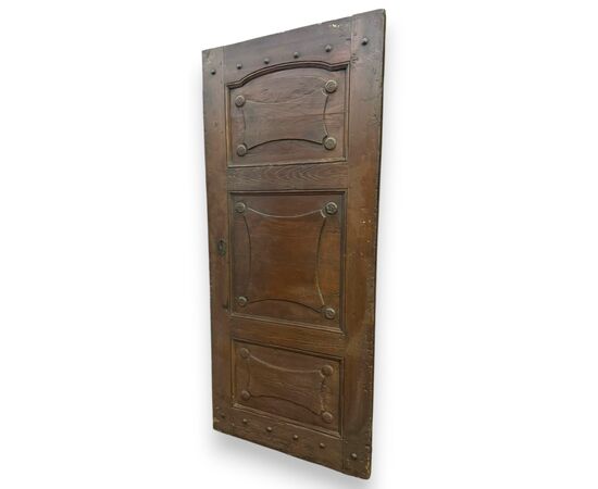 PTCI563 - Antique larch wood front door, 19th century, dimensions cm W 86 x H 197