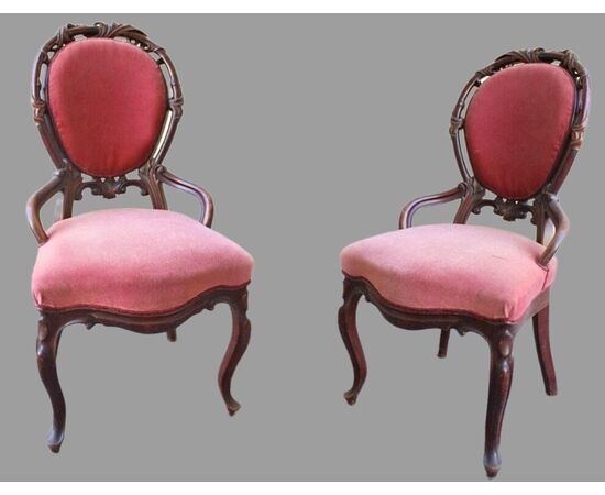 French Pair of armchairs in mahogany, antique armchairs