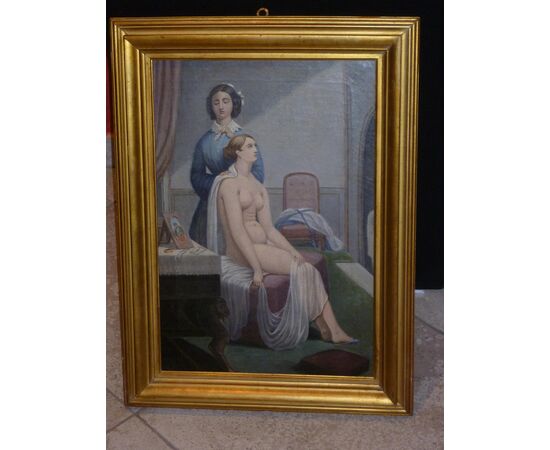 Nude lady with maid