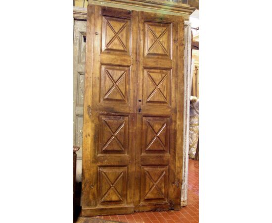 Pti442 Ancient door in walnut with 8 panels 105x 215 cm 700 times