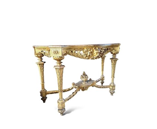 
Consolle Antica Luigi XVI in Legno Dorato, XVIII Secolo