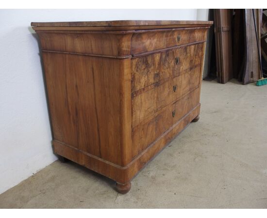 CASSETTONE LASTRONATO IN NOCE CARLO X EPOCA 800 cm L 129xP62xH92