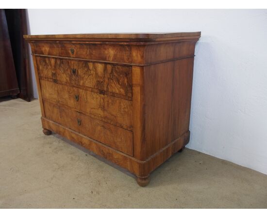 CASSETTONE LASTRONATO IN NOCE CARLO X EPOCA 800 cm L 129xP62xH92