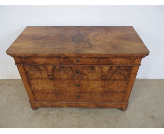 CASSETTONE LASTRONATO IN NOCE CARLO X EPOCA 800 cm L 129xP62xH92