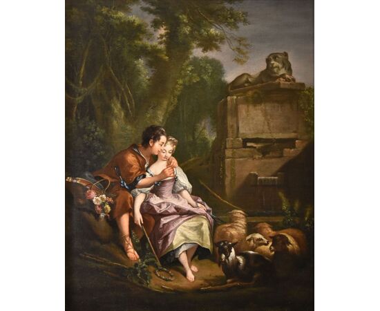 Francois Boucher (Paris, 1703 - 1770), The Surprised Lovers/ The Pleasant Lesson