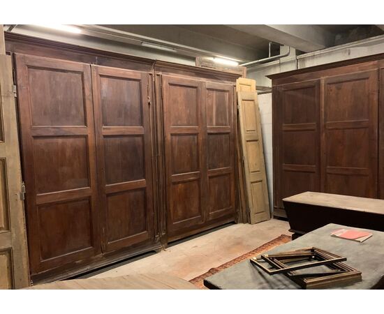 ARM242 - N. 2 walnut wardrobes, from the 1700s, one measures cm L 370 x H 265, the other cm L 195 x H 265