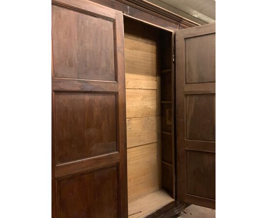 ARM242 - N. 2 walnut wardrobes, from the 1700s, one measures cm L 370 x H 265, the other cm L 195 x H 265