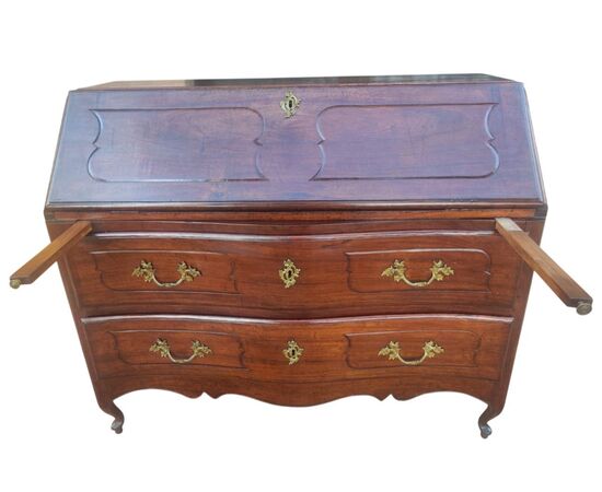 Precious and unique Louis XV Parmigiana walnut flap desk