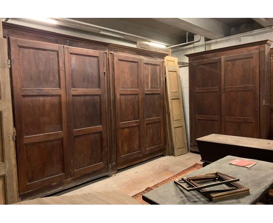 ARM242 - N. 2 walnut wardrobes, from the 1700s, one measures cm L 370 x H 265, the other cm L 195 x H 265