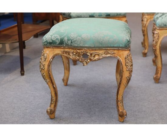 4 gilded and lacquered wooden benches from the 18th century