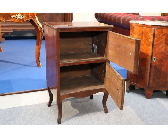 Walnut bedside table, Italian origin, 18th century.