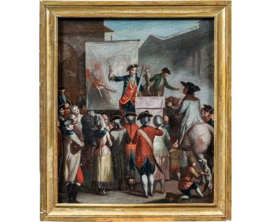 Pittore italiano (XVIII sec.) - Teatro di strada.