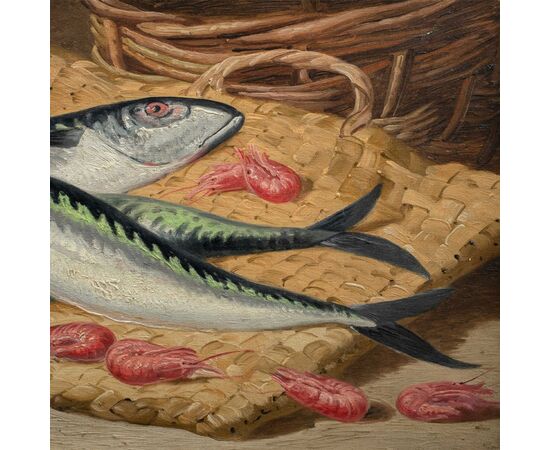 Charles Thomas Bale (British, 1845 - 1925) - Still life of fish and shrimp.